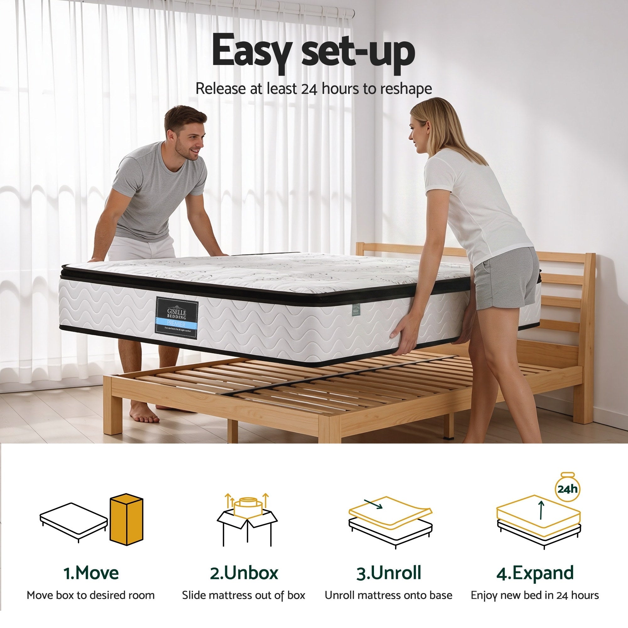 30cm Mattress Pocket Spring Medium Firm Foam Euro Top King - Furniture > Mattresses > King Size Mattress - Rivercity House & Home Co. (ABN 18 642 972 209) - Affordable Modern Furniture Australia