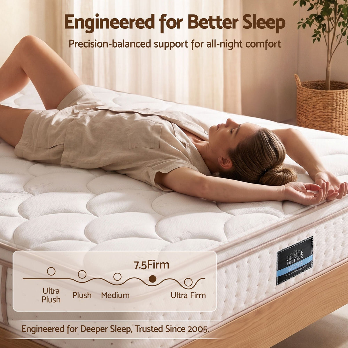 30cm Queen Spring Mattress with 5-Zone Firm Back Support and Tencel Cover - White - Furniture > Mattresses > Queen Mattress - Rivercity House & Home Co. (ABN 18 642 972 209) - Affordable Modern Furniture Australia