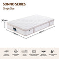 30cm Single 5-Zone Firm Spring Mattress with Tencel Cover - White