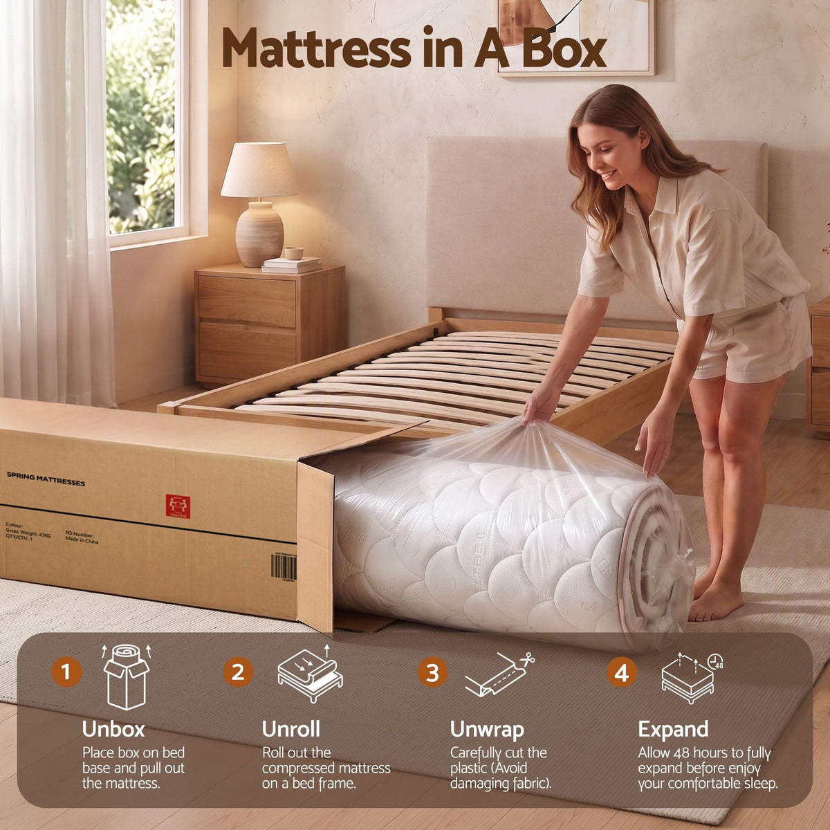 30cm Single 5-Zone Firm Spring Mattress with Tencel Cover - White - Furniture > Mattresses > Single Mattress - Rivercity House & Home Co. (ABN 18 642 972 209) - Affordable Modern Furniture Australia