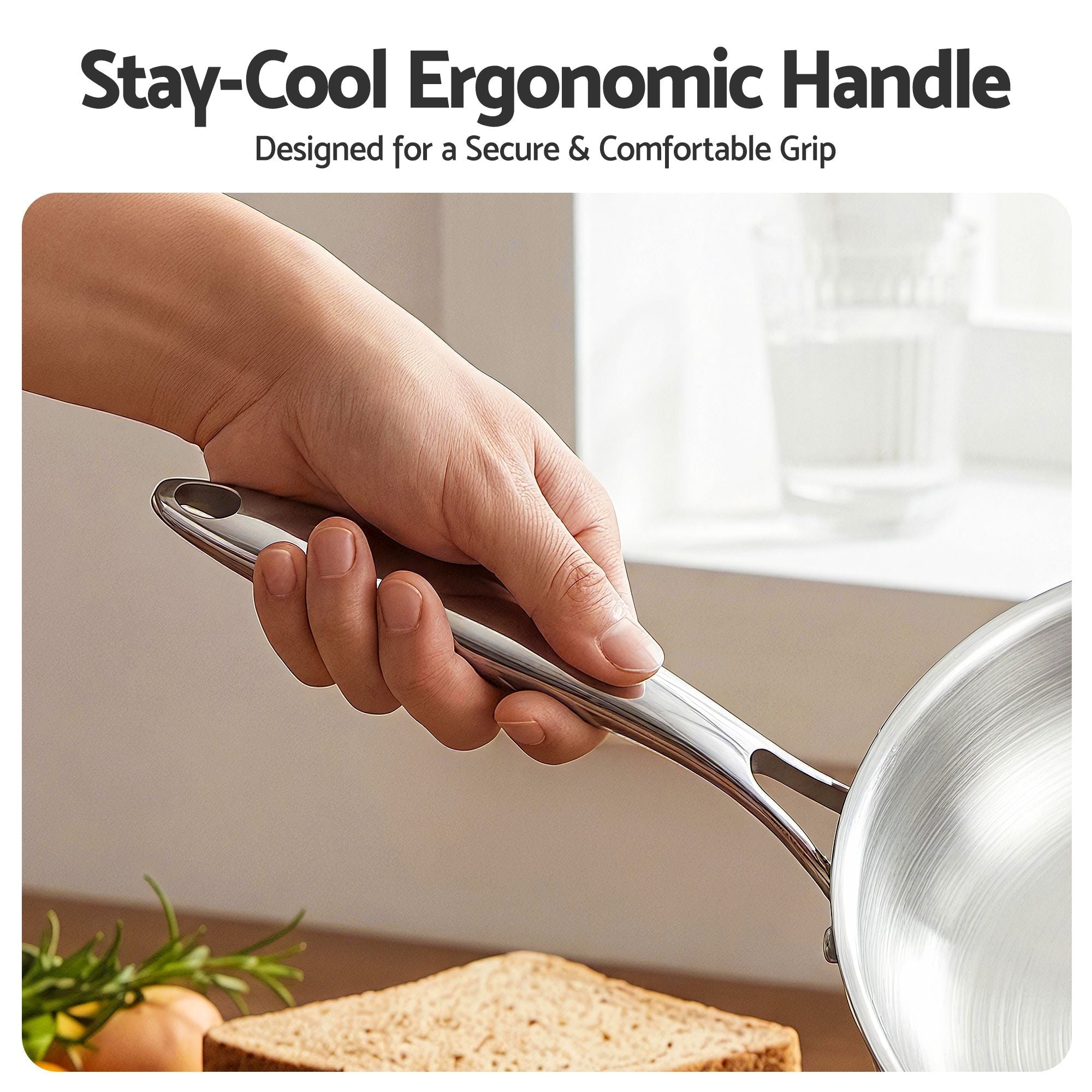 30cm Stainless Steel Tri-Ply Frying Pan Uncoated Frypan - Silver - Home & Garden > Kitchenware > Skillets & Frying Pans - Rivercity House & Home Co. (ABN 18 642 972 209) - Affordable Modern Furniture Australia