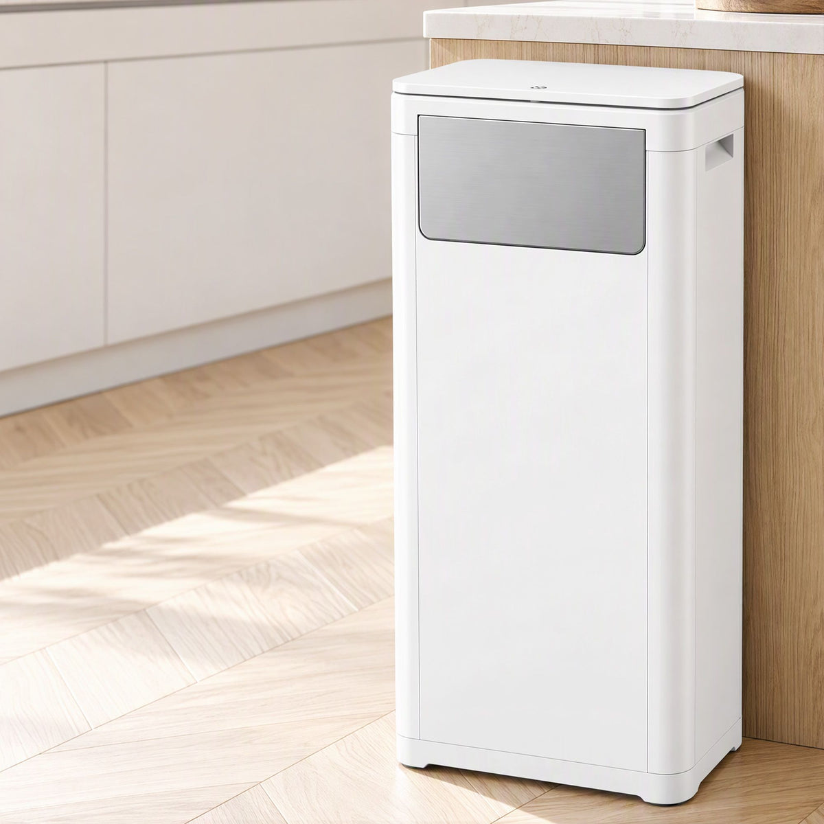 30L Commercial Trash Can with Front Push Flap Lid Rubbish Bin - White - Home & Garden > Kitchen Bins > Automatic Bins - Rivercity House & Home Co. (ABN 18 642 972 209) - Affordable Modern Furniture Australia