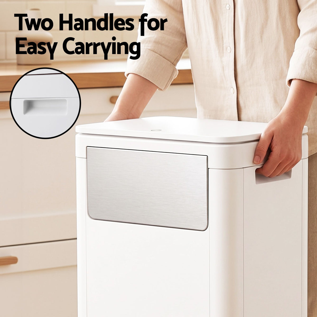 30L Commercial Trash Can with Front Push Flap Lid Rubbish Bin - White - Home & Garden > Kitchen Bins > Automatic Bins - Rivercity House & Home Co. (ABN 18 642 972 209) - Affordable Modern Furniture Australia
