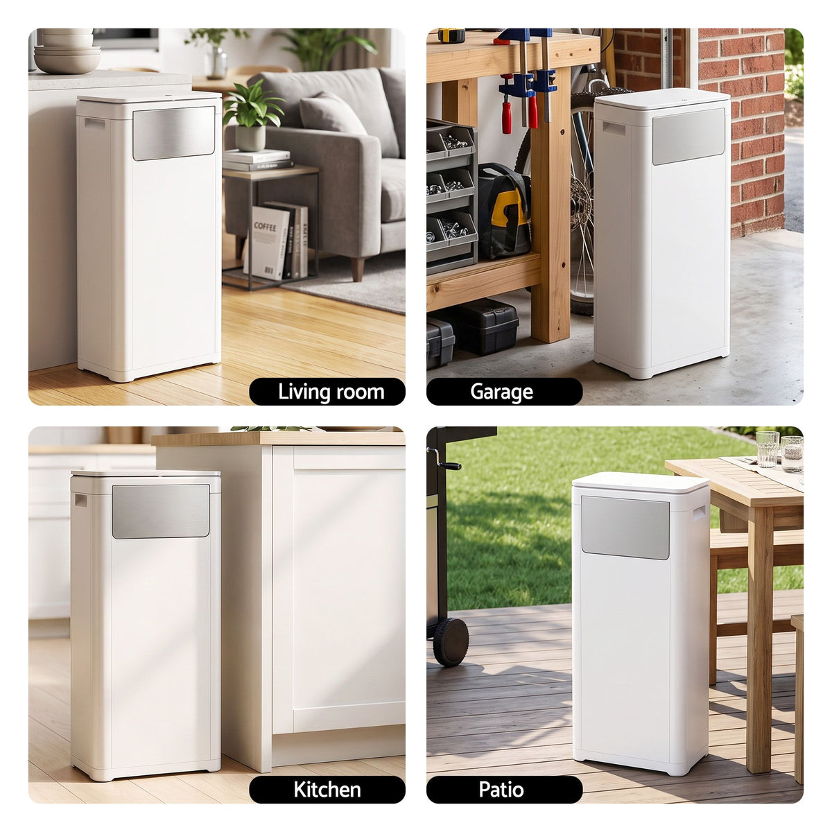 30L Commercial Trash Can with Front Push Flap Lid Rubbish Bin - White - Home & Garden > Kitchen Bins > Automatic Bins - Rivercity House & Home Co. (ABN 18 642 972 209) - Affordable Modern Furniture Australia