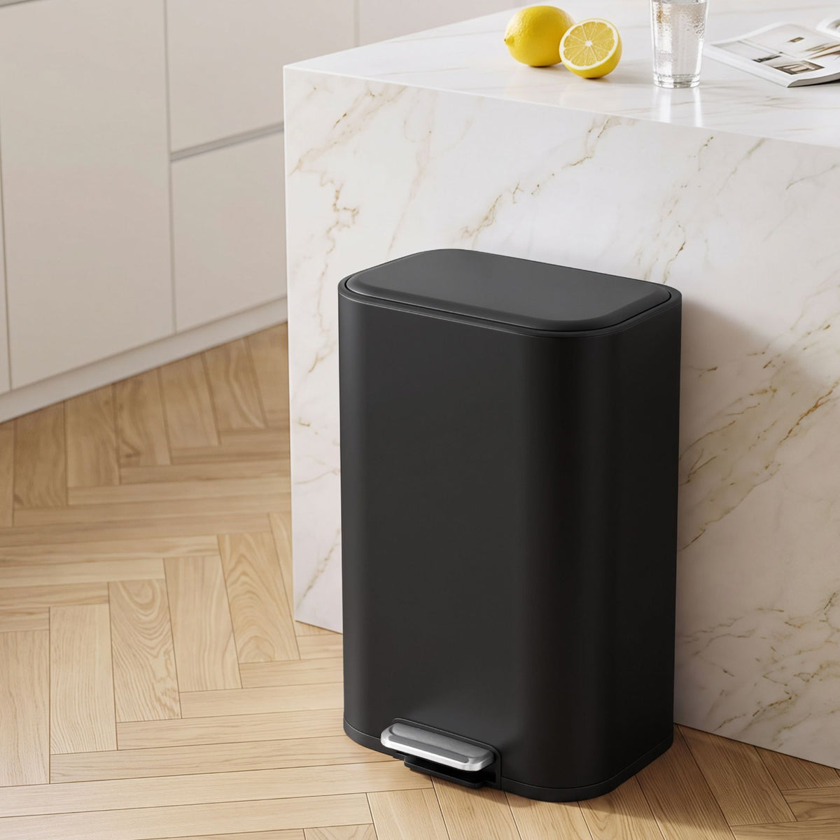 30L Pedal Rubbish Bin with Soft Close Lid - Black - Home & Garden > Kitchen Bins > Pedal Bins - Rivercity House & Home Co. (ABN 18 642 972 209) - Affordable Modern Furniture Australia
