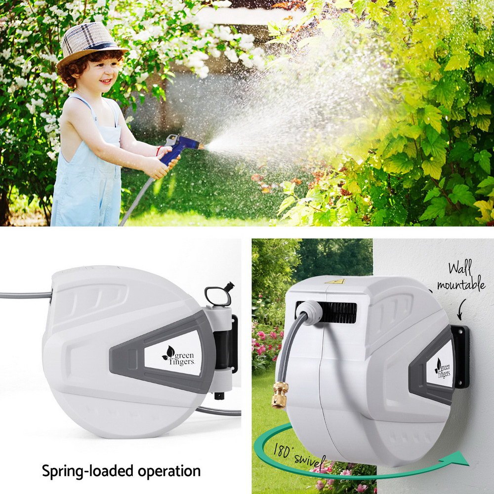 30M Water Hose Reel Retractable Auto Rewind Wall Mount Garden Spray Gun - Home & Garden > Garden Tools > Garden Hoses - Rivercity House & Home Co. (ABN 18 642 972 209) - Affordable Modern Furniture Australia