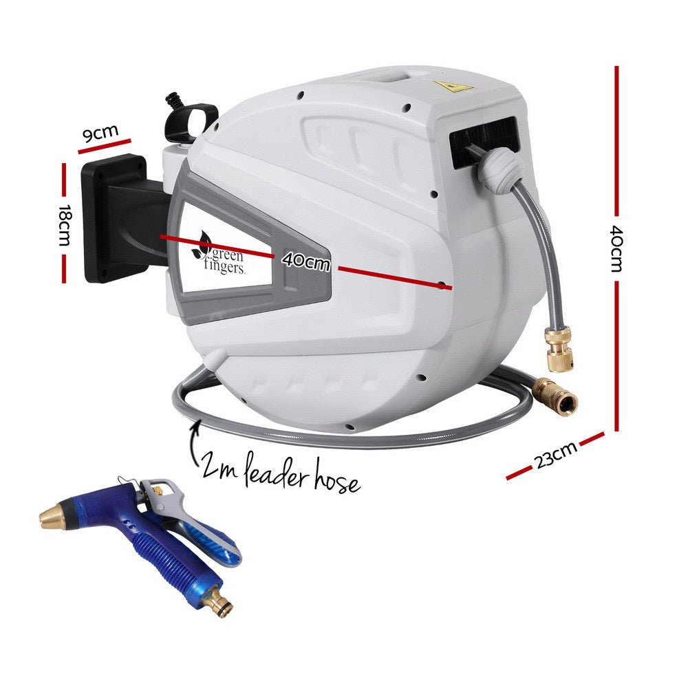 30M Water Hose Reel Retractable Auto Rewind Wall Mount Garden Spray Gun - Home & Garden > Garden Tools > Garden Hoses - Rivercity House & Home Co. (ABN 18 642 972 209) - Affordable Modern Furniture Australia