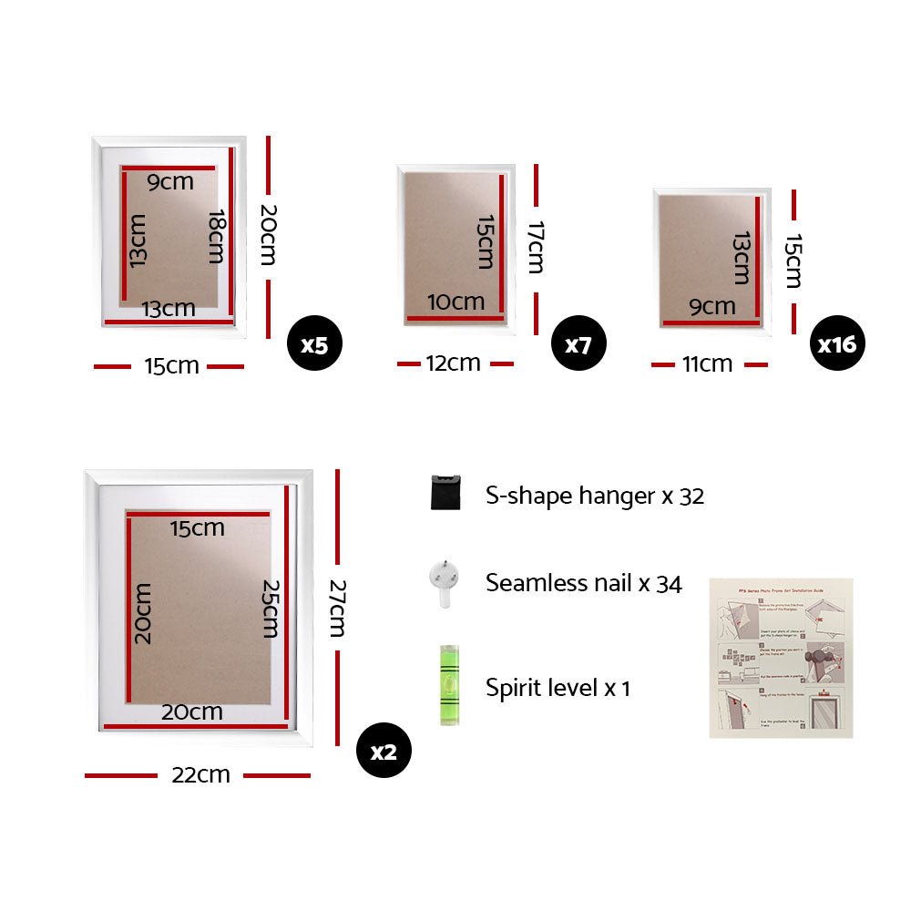 30PCS Photo Frame Set 8x10", 5x7", 4x6", 3.5x5" - White - Home & Garden > Decor > Picture Frames - Rivercity House & Home Co. (ABN 18 642 972 209) - Affordable Modern Furniture Australia