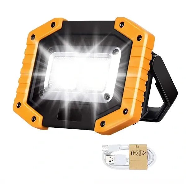 30W Rechargeable LED Work Light 2000 Lumen Portable USB Battery Lamp with 3 Modes for Camping, Hiking, Garage and Car Repair - Orange - Outdoor Recreation > Camping > Camping Lights & Lanterns - Rivercity House & Home Co. (ABN 18 642 972 209) - Affordable Modern Furniture Australia