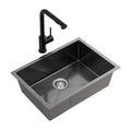 30x45cm Stainless Steel Single Bowl Kitchen Sink with Pull-Out Mixer Tap - Black