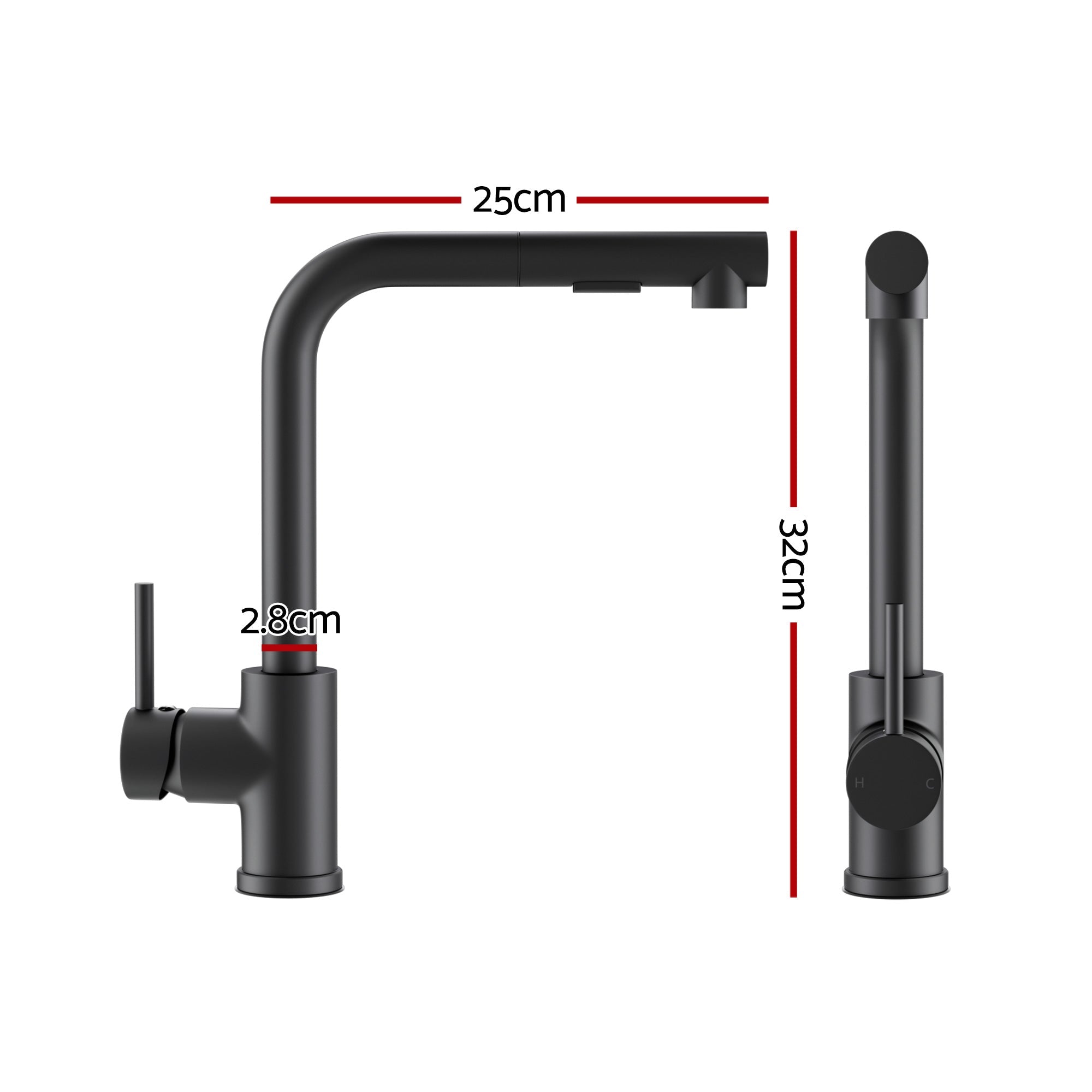 30x45cm Stainless Steel Single Bowl Kitchen Sink with Pull - Out Mixer Tap - Black - Furniture > Dining > Kitchen Sinks - Rivercity House & Home Co. (ABN 18 642 972 209) - Affordable Modern Furniture Australia