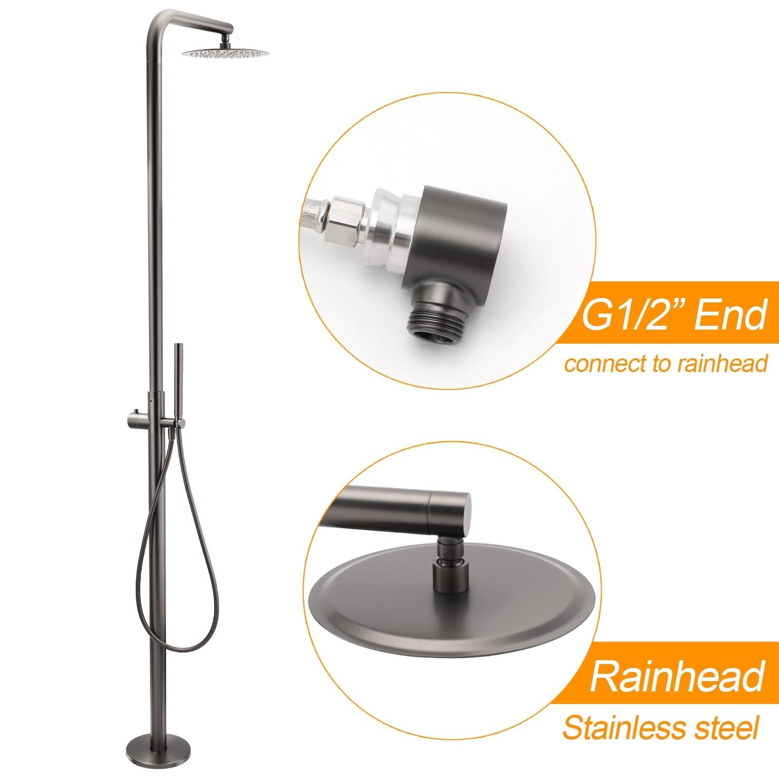 316 SUS WELS Gun Metal Twin Shower Handset Combo Outdoor Bath Rainfall 10" Head - Furniture > Bathroom > Shower Heads & Screens - Rivercity House & Home Co. (ABN 18 642 972 209) - Affordable Modern Furniture Australia