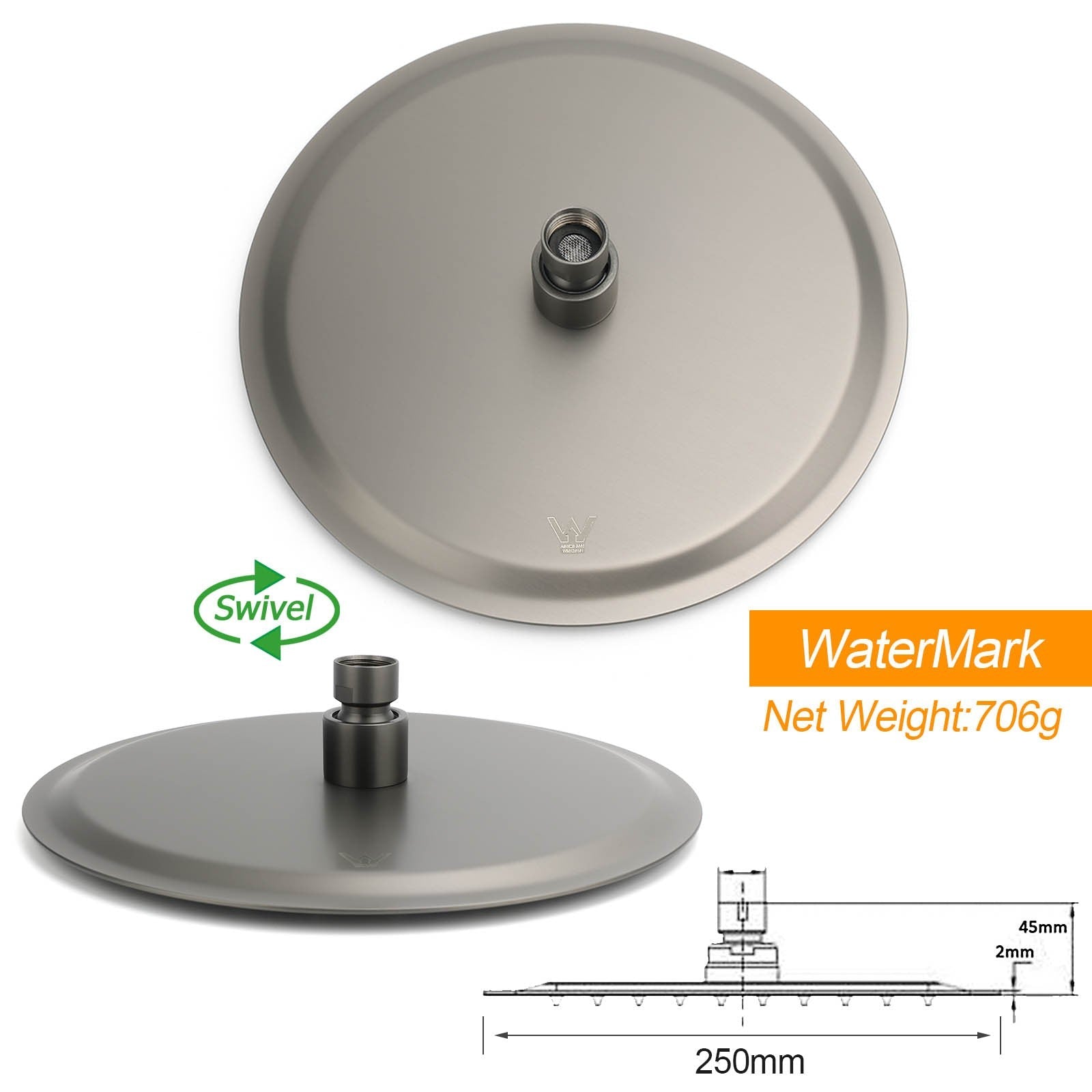 316 SUS WELS Gun Metal Twin Shower Handset Combo Outdoor Bath Rainfall 10" Head - Furniture > Bathroom > Shower Heads & Screens - Rivercity House & Home Co. (ABN 18 642 972 209) - Affordable Modern Furniture Australia