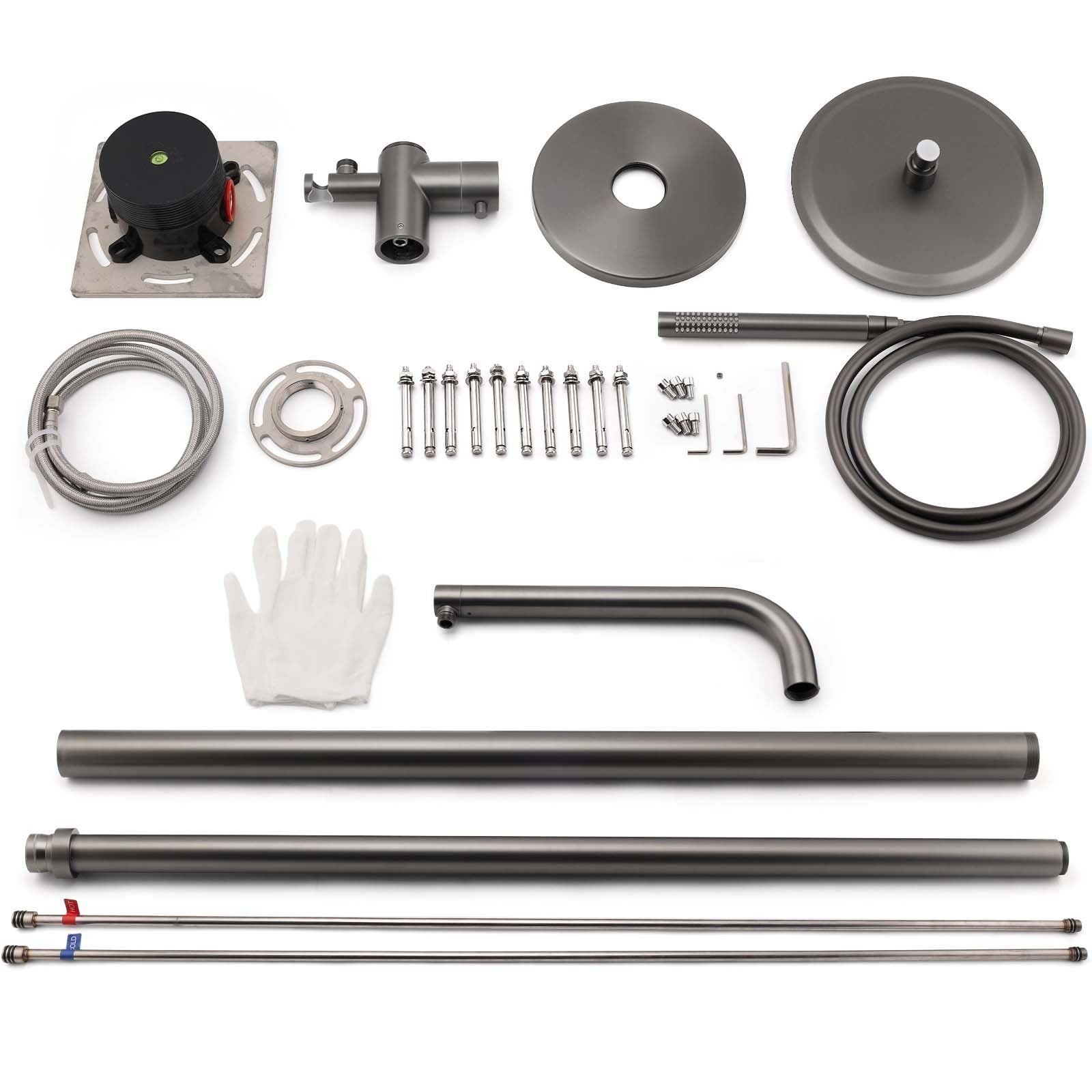 316 SUS WELS Gun Metal Twin Shower Handset Combo Outdoor Bath Rainfall 10" Head - Furniture > Bathroom > Shower Heads & Screens - Rivercity House & Home Co. (ABN 18 642 972 209) - Affordable Modern Furniture Australia