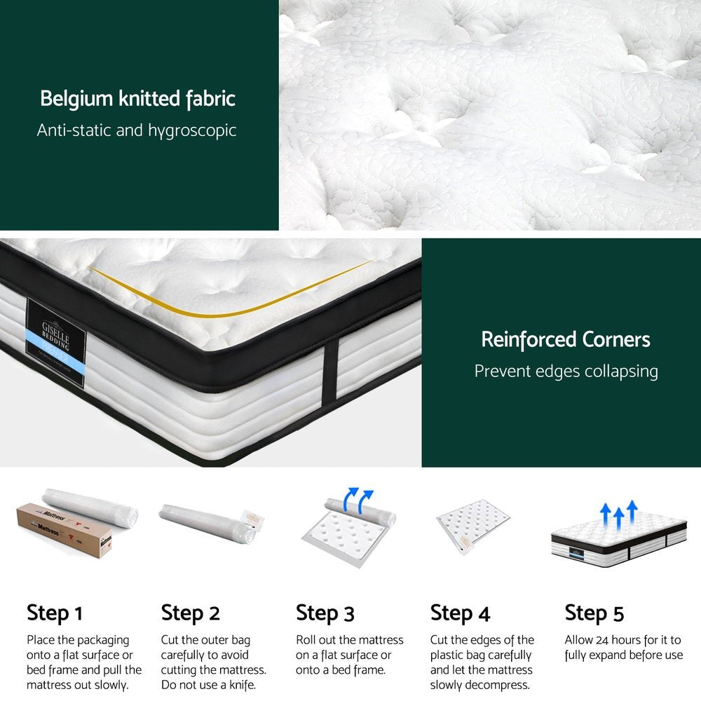 31cm Mattress Euro Top King Single - Furniture > Mattresses > Single Mattress - Rivercity House & Home Co. (ABN 18 642 972 209) - Affordable Modern Furniture Australia