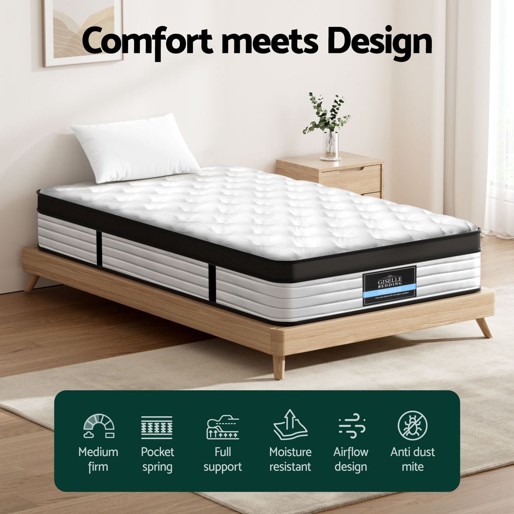 31cm Mattress Euro Top King Single - Furniture > Mattresses > Single Mattress - Rivercity House & Home Co. (ABN 18 642 972 209) - Affordable Modern Furniture Australia