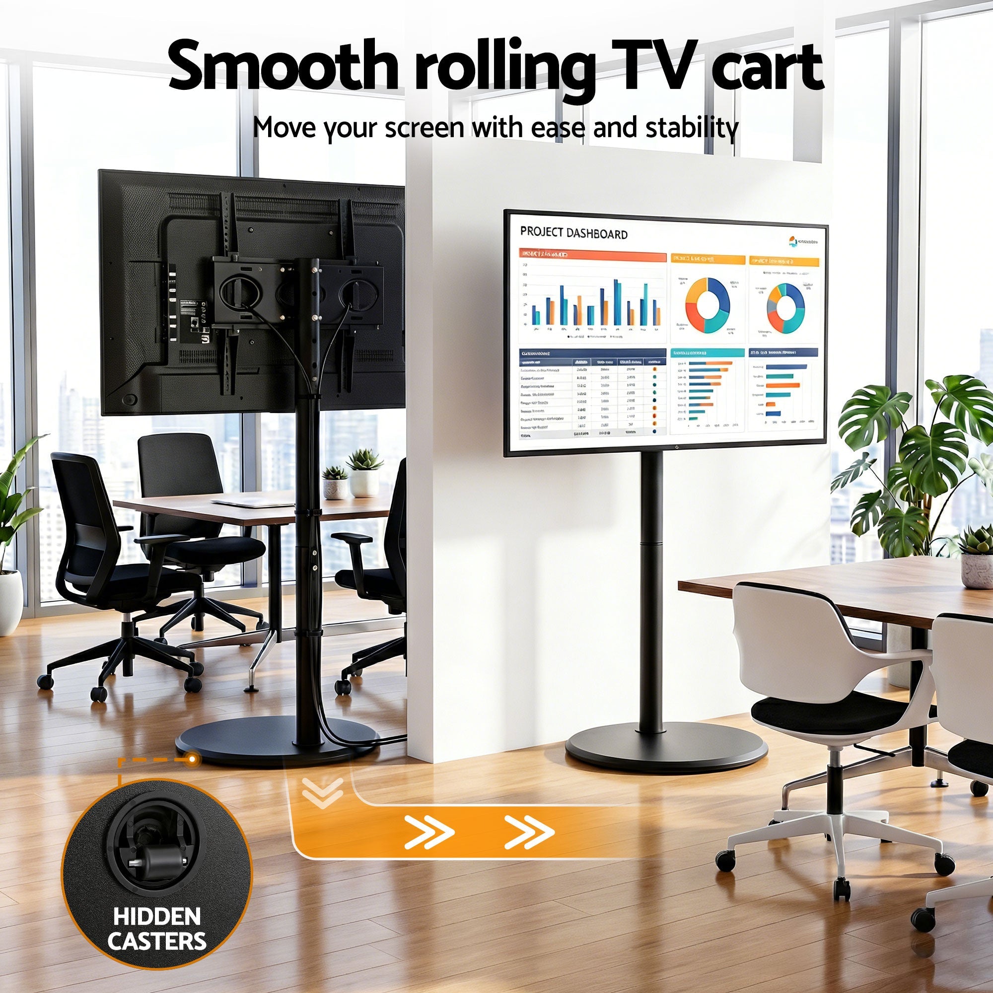 32 - 55 Inch Mobile TV Stand with Wheels Height & Tilt Adjustable Floor Mount - Furniture > Living Room > TV Units - Rivercity House & Home Co. (ABN 18 642 972 209) - Affordable Modern Furniture Australia
