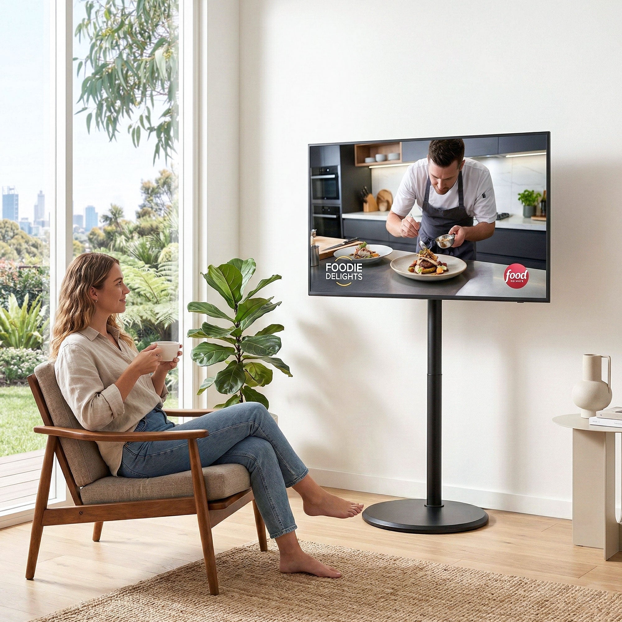 32 - 55 Inch Mobile TV Stand with Wheels Height & Tilt Adjustable Floor Mount - Furniture > Living Room > TV Units - Rivercity House & Home Co. (ABN 18 642 972 209) - Affordable Modern Furniture Australia
