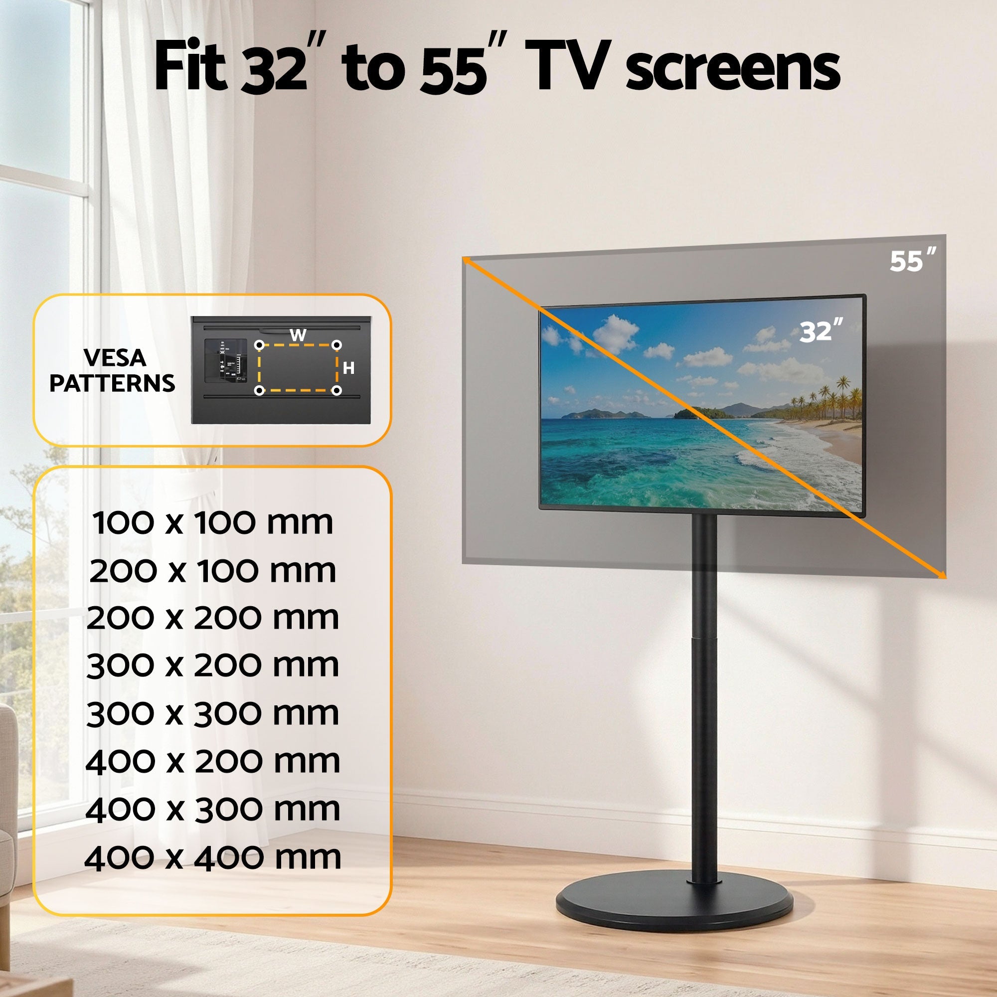 32 - 55 Inch Mobile TV Stand with Wheels Height & Tilt Adjustable Floor Mount - Furniture > Living Room > TV Units - Rivercity House & Home Co. (ABN 18 642 972 209) - Affordable Modern Furniture Australia