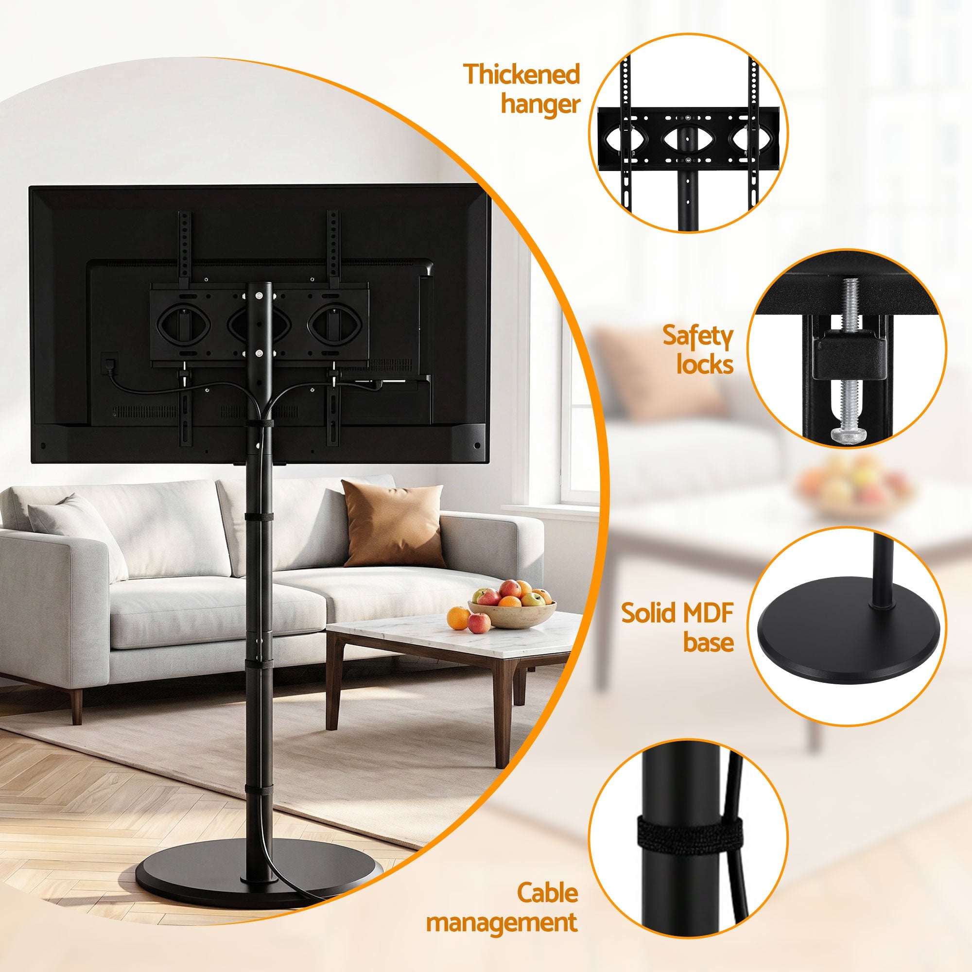 32 - 55 Inch Mobile TV Stand with Wheels Height & Tilt Adjustable Floor Mount - Furniture > Living Room > TV Units - Rivercity House & Home Co. (ABN 18 642 972 209) - Affordable Modern Furniture Australia