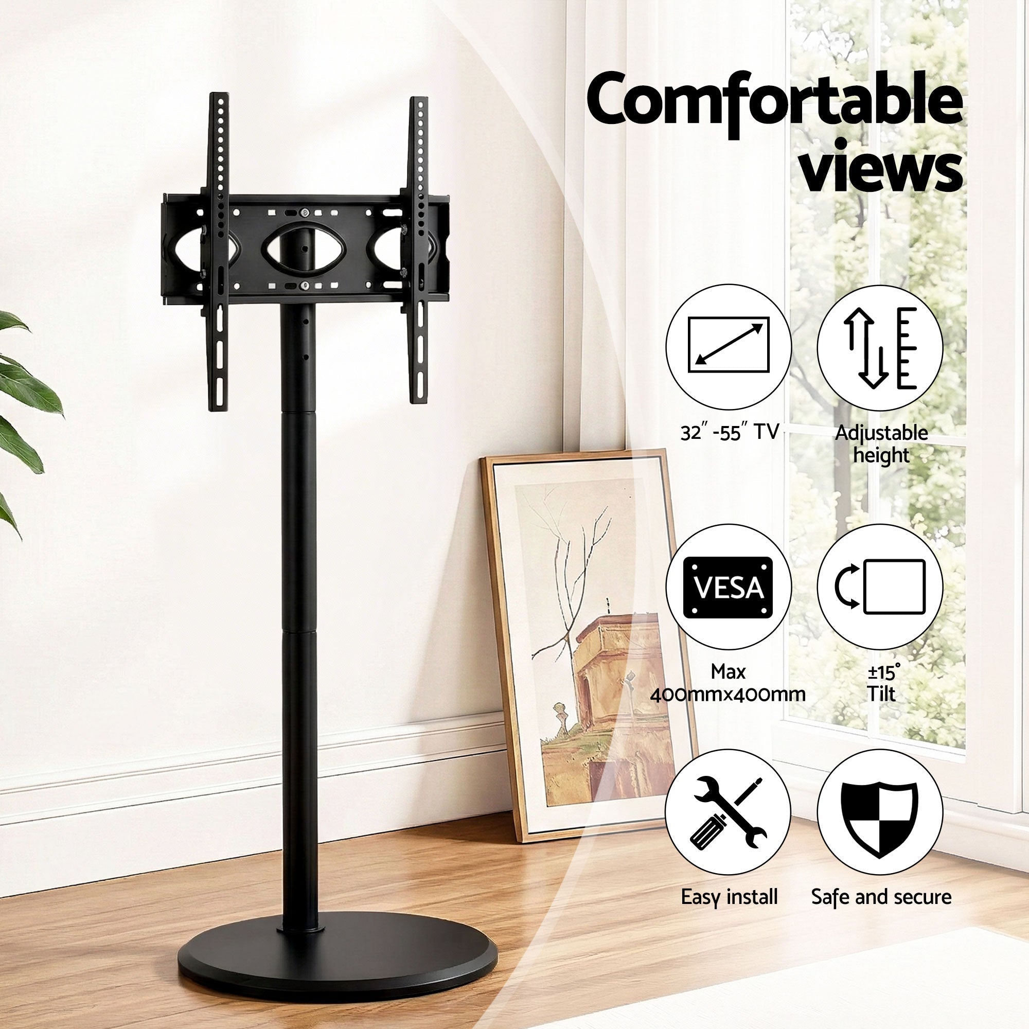 32 - 55 Inch Mobile TV Stand with Wheels Height & Tilt Adjustable Floor Mount - Furniture > Living Room > TV Units - Rivercity House & Home Co. (ABN 18 642 972 209) - Affordable Modern Furniture Australia