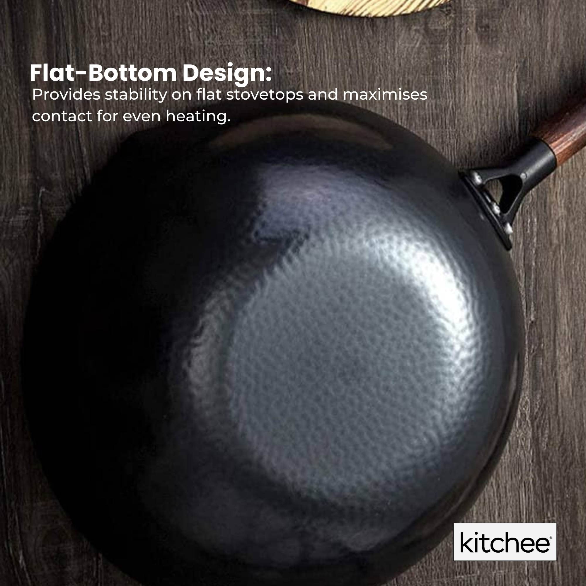 32cm Carbon Steel Wok Set Flat Bottom with Wood Lid + Spatula - Induction Ready - Home & Garden > Kitchenware > Skillets & Frying Pans - Rivercity House & Home Co. (ABN 18 642 972 209) - Affordable Modern Furniture Australia