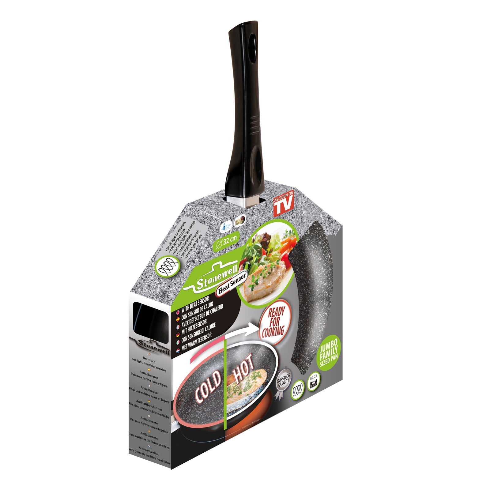32cm Pan With Heat Sensor Kitchen Non Stick Cookware - Furniture > Dining > Buffets & Sideboards - Rivercity House & Home Co. (ABN 18 642 972 209) - Affordable Modern Furniture Australia