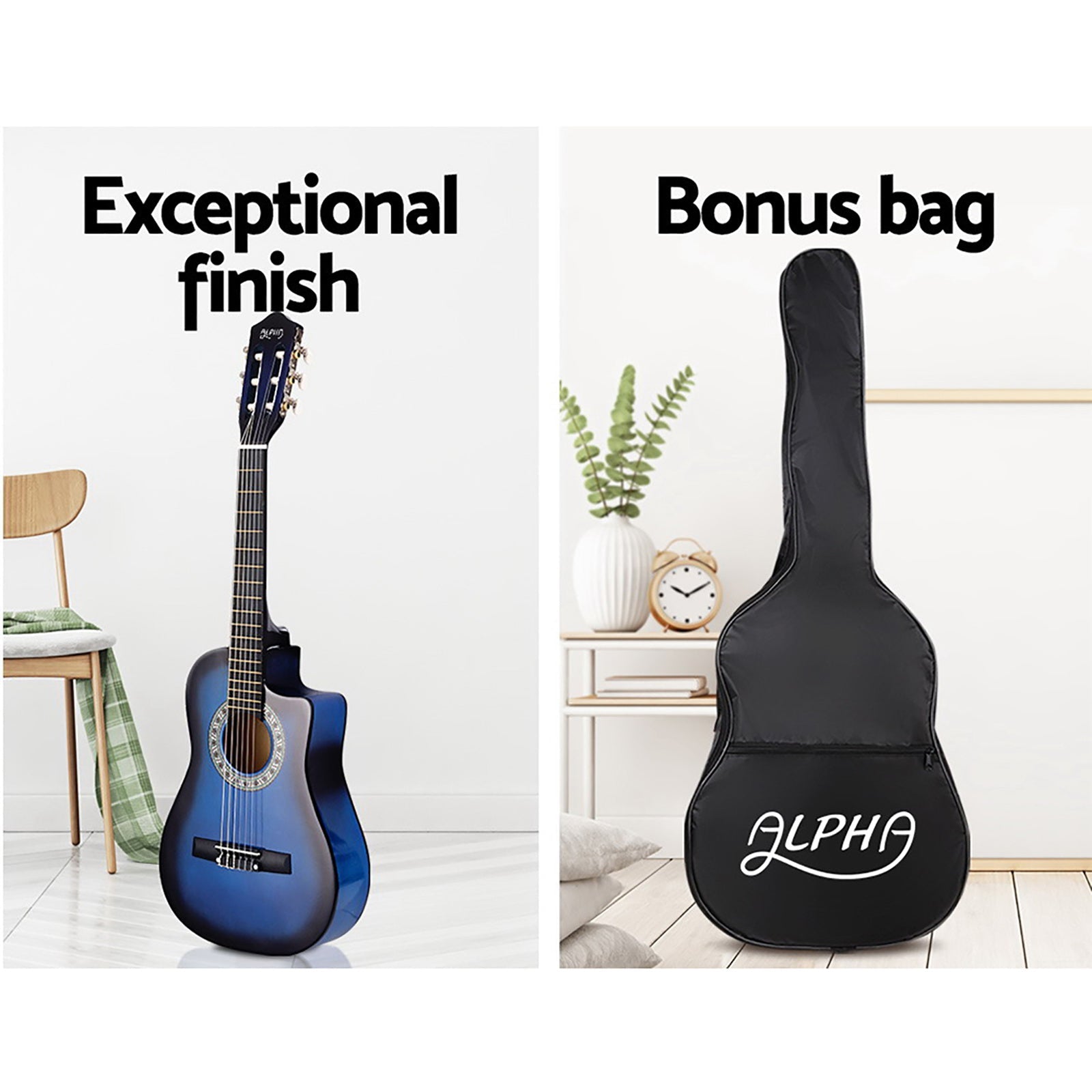 34 Inch Acoustic Guitar Wooden Body Steel String w/ Stand Beignner Blue - Audio & Video > Musical Instrument & Accessories - Rivercity House & Home Co. (ABN 18 642 972 209) - Affordable Modern Furniture Australia