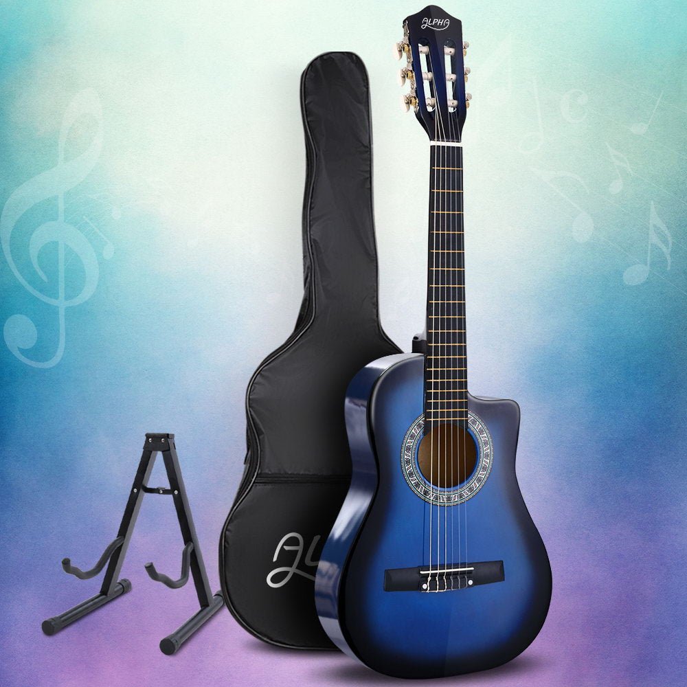34 Inch Acoustic Guitar Wooden Body Steel String w/ Stand Beignner Blue - Audio & Video > Musical Instrument & Accessories - Rivercity House & Home Co. (ABN 18 642 972 209) - Affordable Modern Furniture Australia