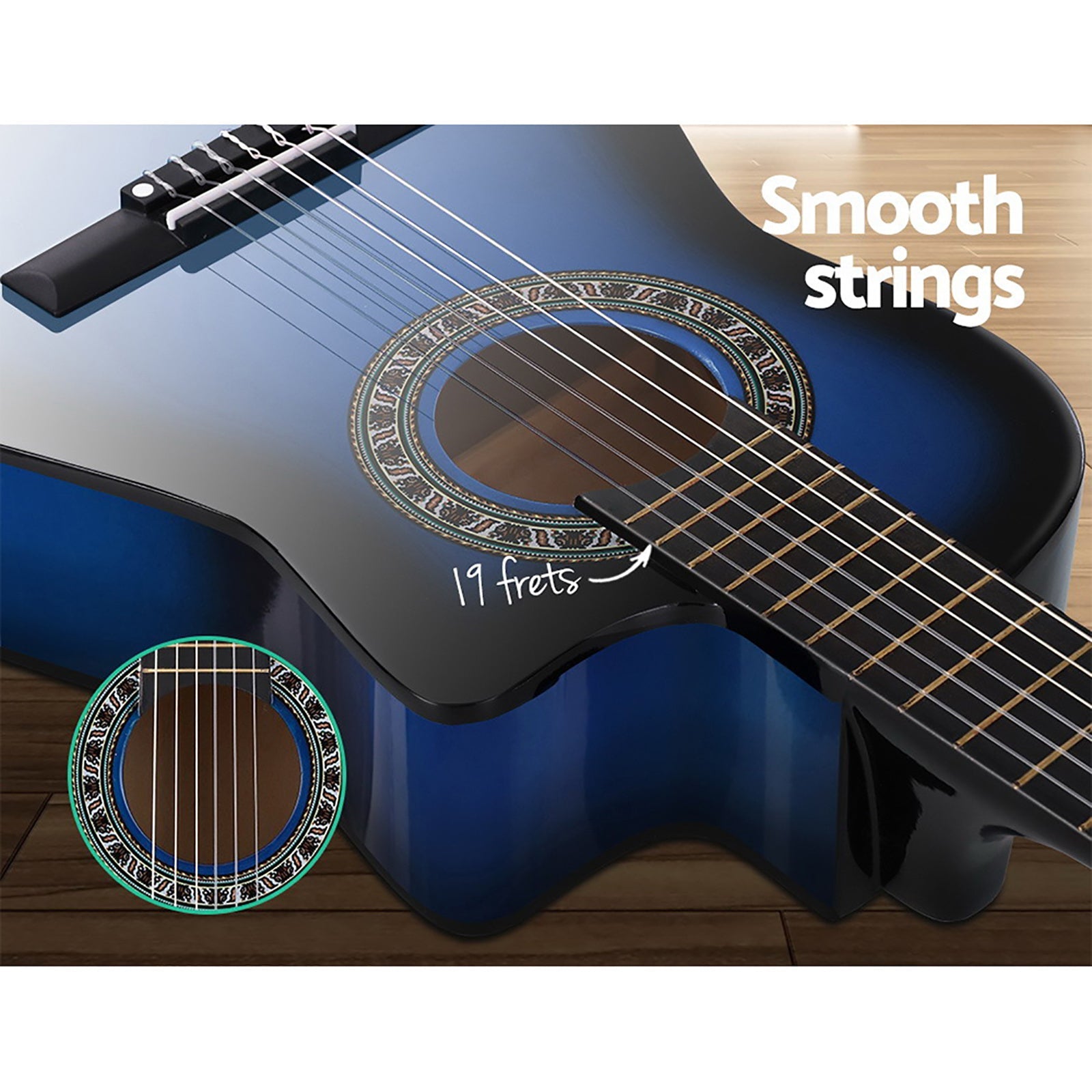 34 Inch Acoustic Guitar Wooden Body Steel String w/ Stand Beignner Blue - Audio & Video > Musical Instrument & Accessories - Rivercity House & Home Co. (ABN 18 642 972 209) - Affordable Modern Furniture Australia