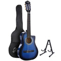 34 Inch Acoustic Guitar Wooden Body Steel String w/ Stand Beignner Blue