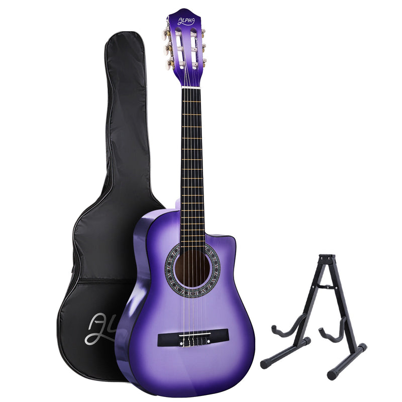 34 Inch Acoustic Guitar Wooden Body Steel String w/ Stand Beignner Purple - Audio & Video > Musical Instrument & Accessories - Rivercity House & Home Co. (ABN 18 642 972 209) - Affordable Modern Furniture Australia