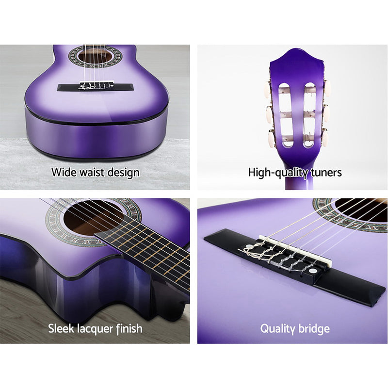 34 Inch Acoustic Guitar Wooden Body Steel String w/ Stand Beignner Purple - Audio & Video > Musical Instrument & Accessories - Rivercity House & Home Co. (ABN 18 642 972 209) - Affordable Modern Furniture Australia