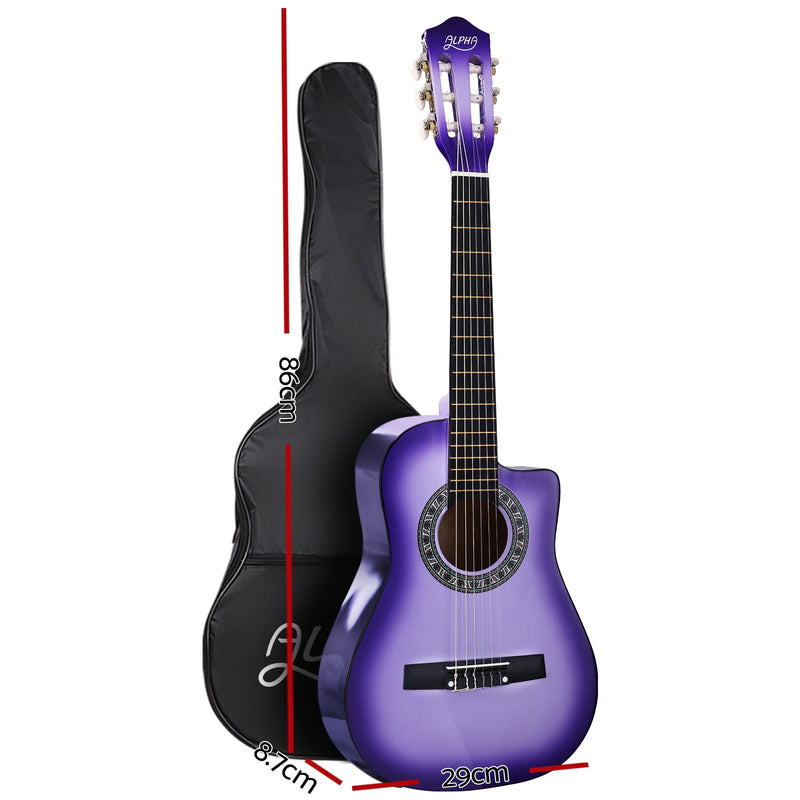 34 Inch Acoustic Guitar Wooden Body Steel String w/ Stand Beignner Purple - Audio & Video > Musical Instrument & Accessories - Rivercity House & Home Co. (ABN 18 642 972 209) - Affordable Modern Furniture Australia