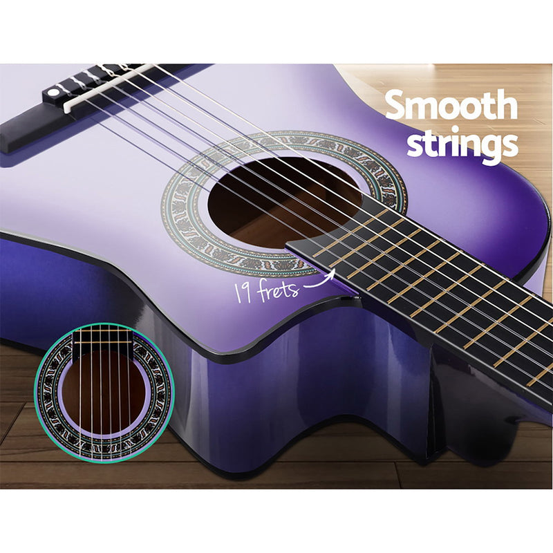 34 Inch Acoustic Guitar Wooden Body Steel String w/ Stand Beignner Purple - Audio & Video > Musical Instrument & Accessories - Rivercity House & Home Co. (ABN 18 642 972 209) - Affordable Modern Furniture Australia