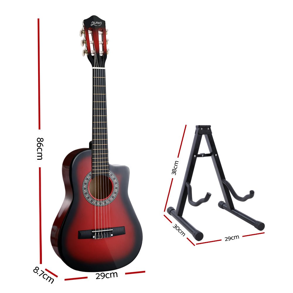 34 Inch Acoustic Guitar Wooden Body Steel String w/ Stand Beignner Red - Audio & Video > Musical Instrument & Accessories - Rivercity House & Home Co. (ABN 18 642 972 209) - Affordable Modern Furniture Australia