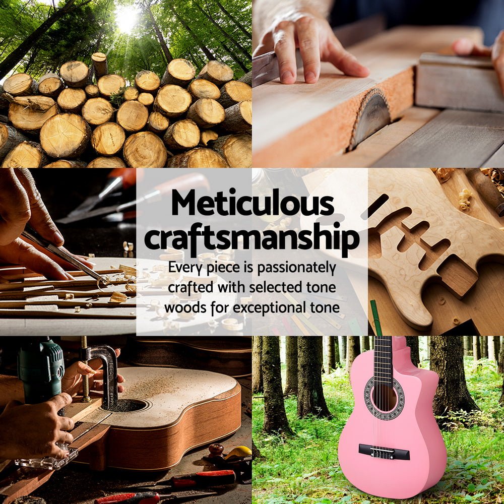 34 Inch Classical Guitar Wooden Body Nylon String Beginner Kids Gift Pink - Audio & Video > Musical Instrument & Accessories - Rivercity House & Home Co. (ABN 18 642 972 209) - Affordable Modern Furniture Australia