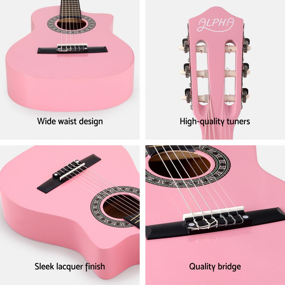 34 Inch Classical Guitar Wooden Body Nylon String Beginner Kids Gift Pink - Audio & Video > Musical Instrument & Accessories - Rivercity House & Home Co. (ABN 18 642 972 209) - Affordable Modern Furniture Australia