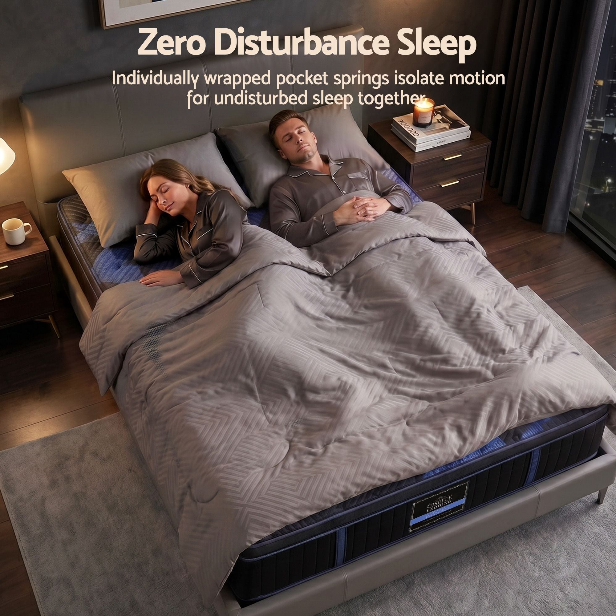 34cm King Hybrid Mattress with Cooling Gel Memory Foam and Edge Support - Black & Blue - Furniture > Mattresses > King Size Mattress - Rivercity House & Home Co. (ABN 18 642 972 209) - Affordable Modern Furniture Australia