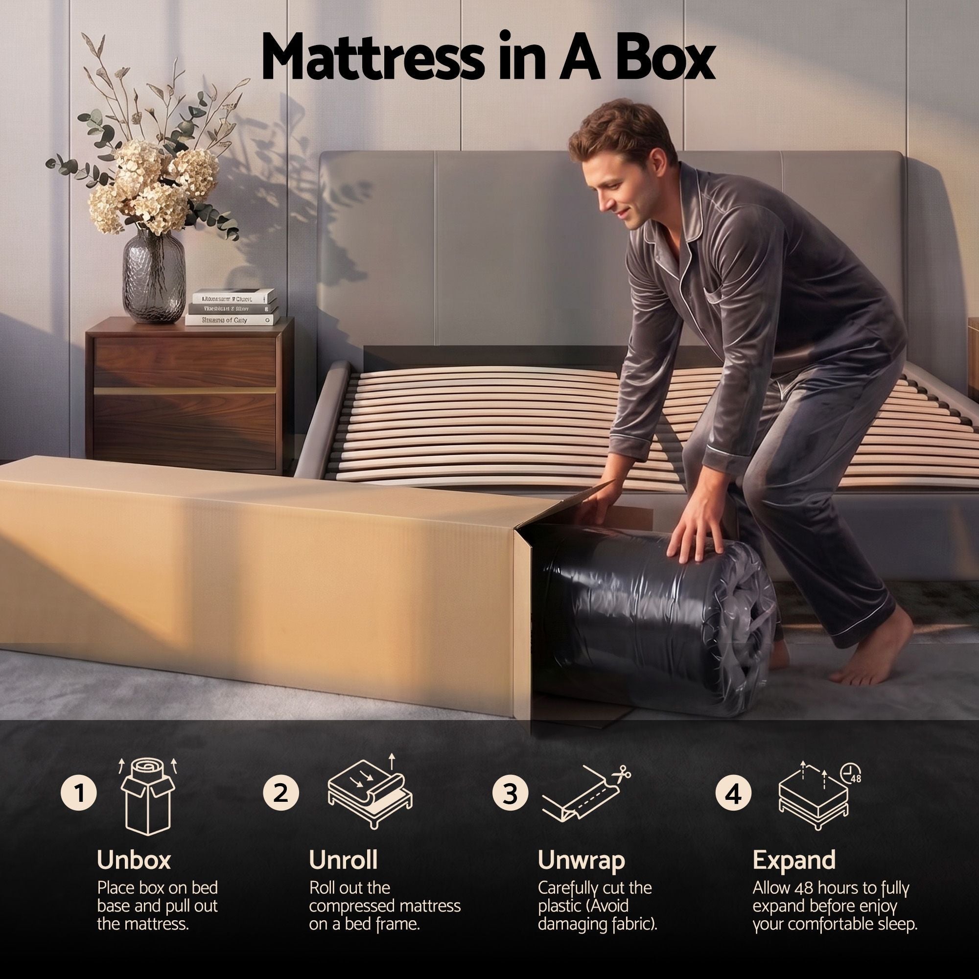 34cm King Hybrid Mattress with Cooling Gel Memory Foam and Edge Support - Black & Blue - Furniture > Mattresses > King Size Mattress - Rivercity House & Home Co. (ABN 18 642 972 209) - Affordable Modern Furniture Australia