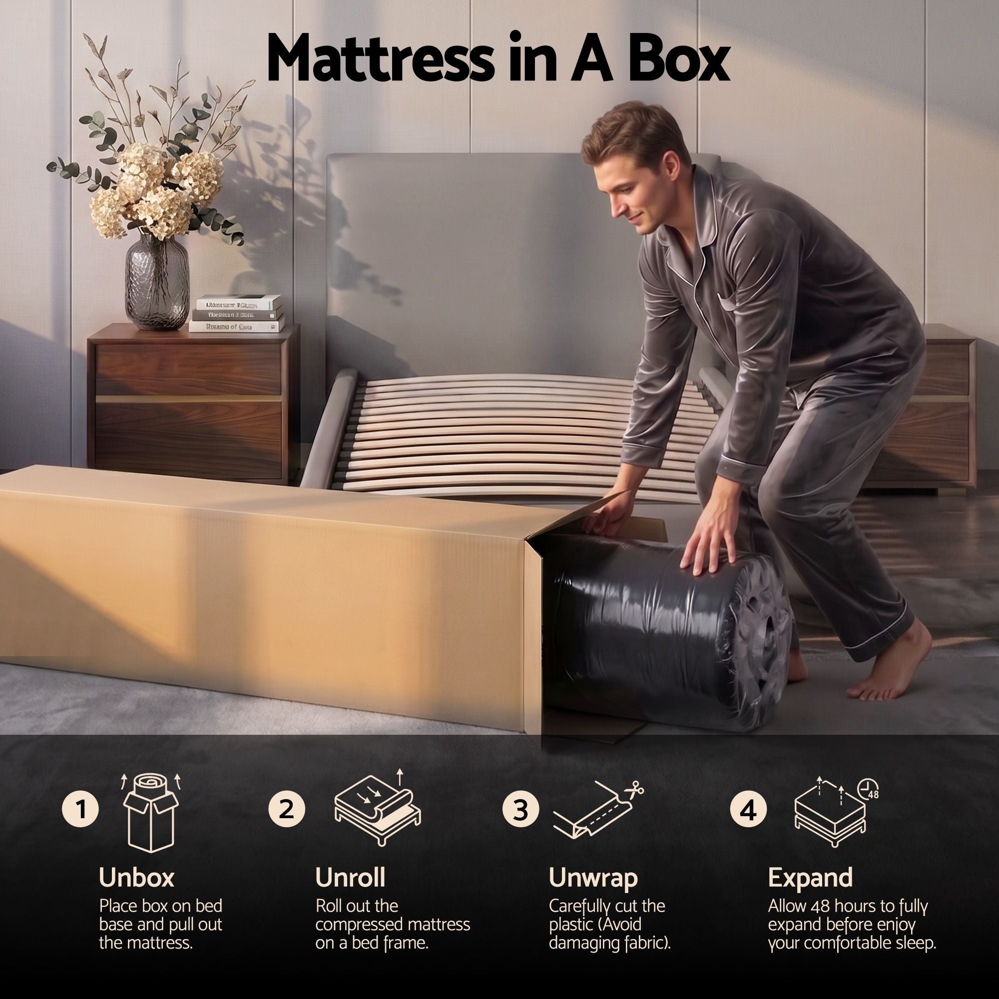 34cm King Single Hybrid Mattress with Cooling Gel Memory Foam and Edge Support - Black & Blue - Furniture > Mattresses > King Single Mattress - Rivercity House & Home Co. (ABN 18 642 972 209) - Affordable Modern Furniture Australia
