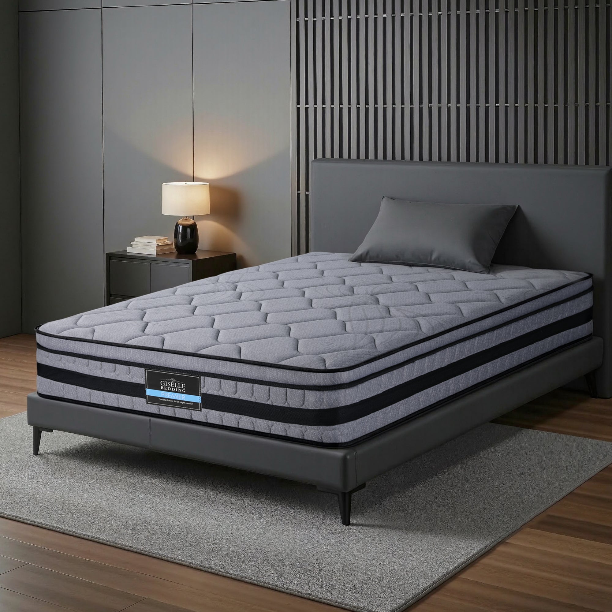 34cm King Single Hybrid Pocket Spring Mattress - Grey - Furniture > Mattresses > King Single Mattress - Rivercity House & Home Co. (ABN 18 642 972 209) - Affordable Modern Furniture Australia