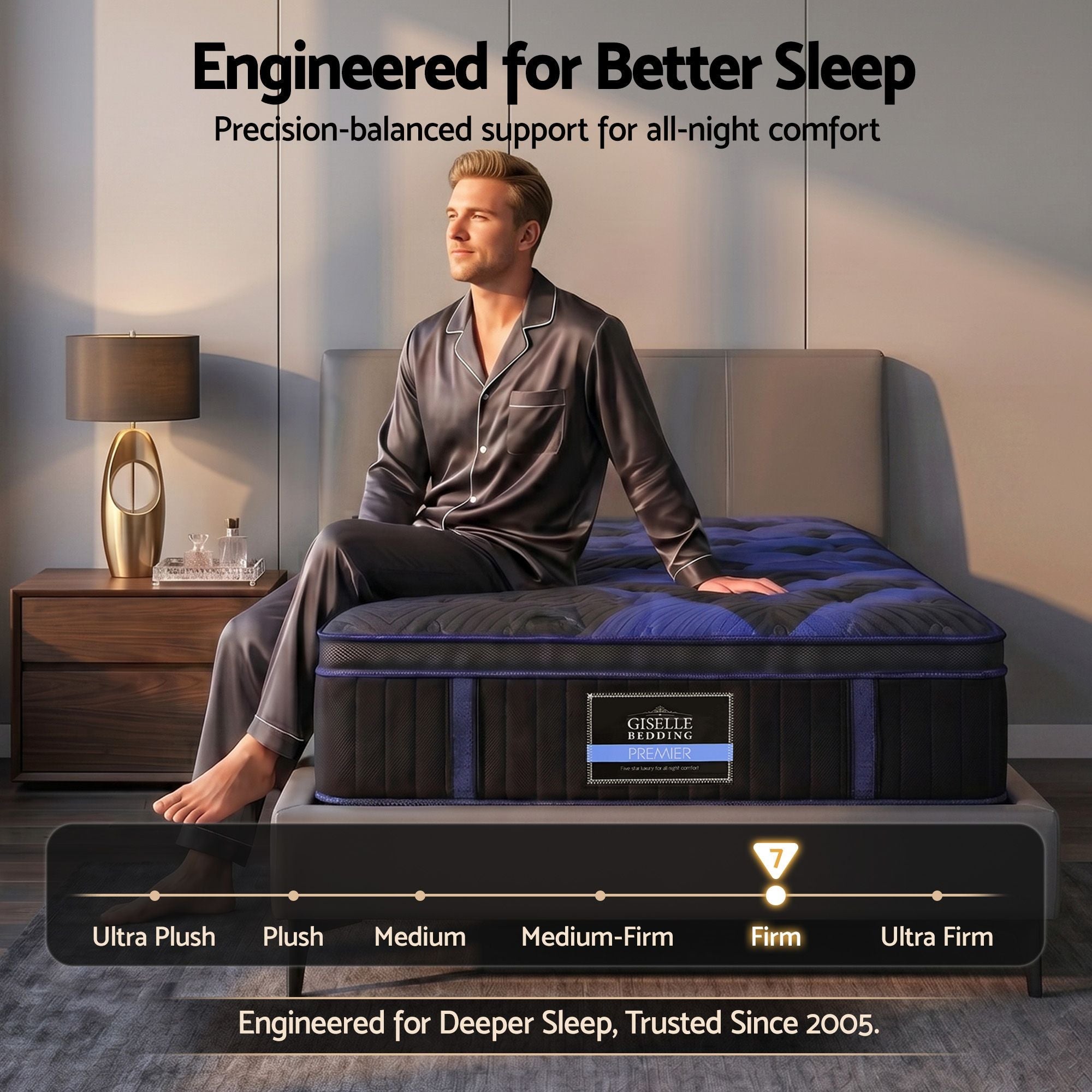 34cm Single Hybrid Mattress with Cooling Gel Memory Foam and Edge Support - Black & Blue - Furniture > Mattresses > Single Mattress - Rivercity House & Home Co. (ABN 18 642 972 209) - Affordable Modern Furniture Australia