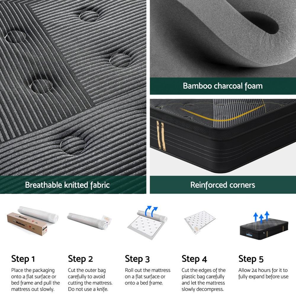 35cm King Single Bed Bamboo Pocket Firm Foam - Furniture > Mattresses > King Single Mattress - Rivercity House & Home Co. (ABN 18 642 972 209) - Affordable Modern Furniture Australia