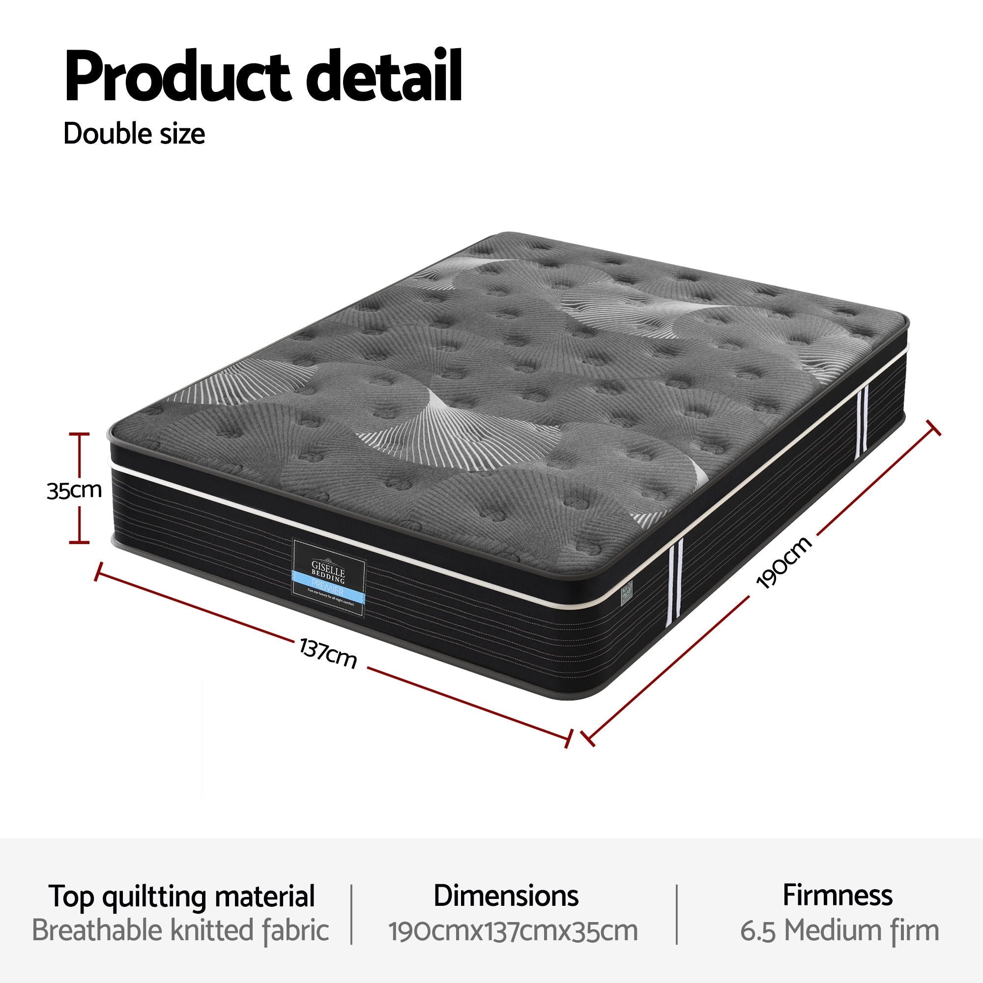 35cm Mattress Graphene Memory Foam Medium Firm Euro Top Mattresses Double - Furniture > Mattresses > Double Mattress - Rivercity House & Home Co. (ABN 18 642 972 209) - Affordable Modern Furniture Australia