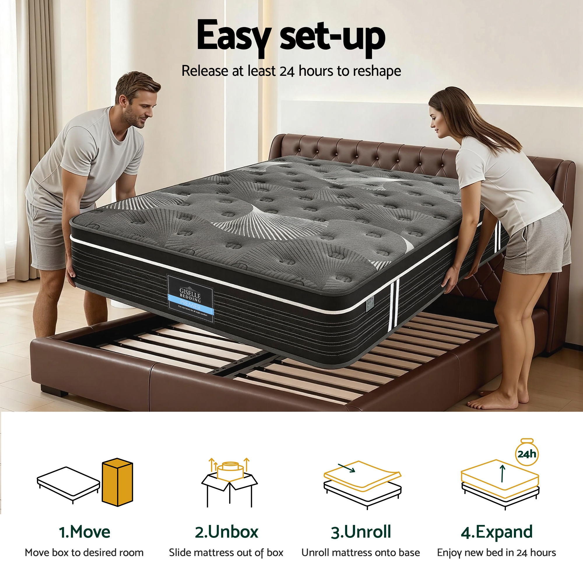 35cm Mattress Graphene Memory Foam Medium Firm Euro Top Mattresses King - Furniture > Mattresses > King Size Mattress - Rivercity House & Home Co. (ABN 18 642 972 209) - Affordable Modern Furniture Australia
