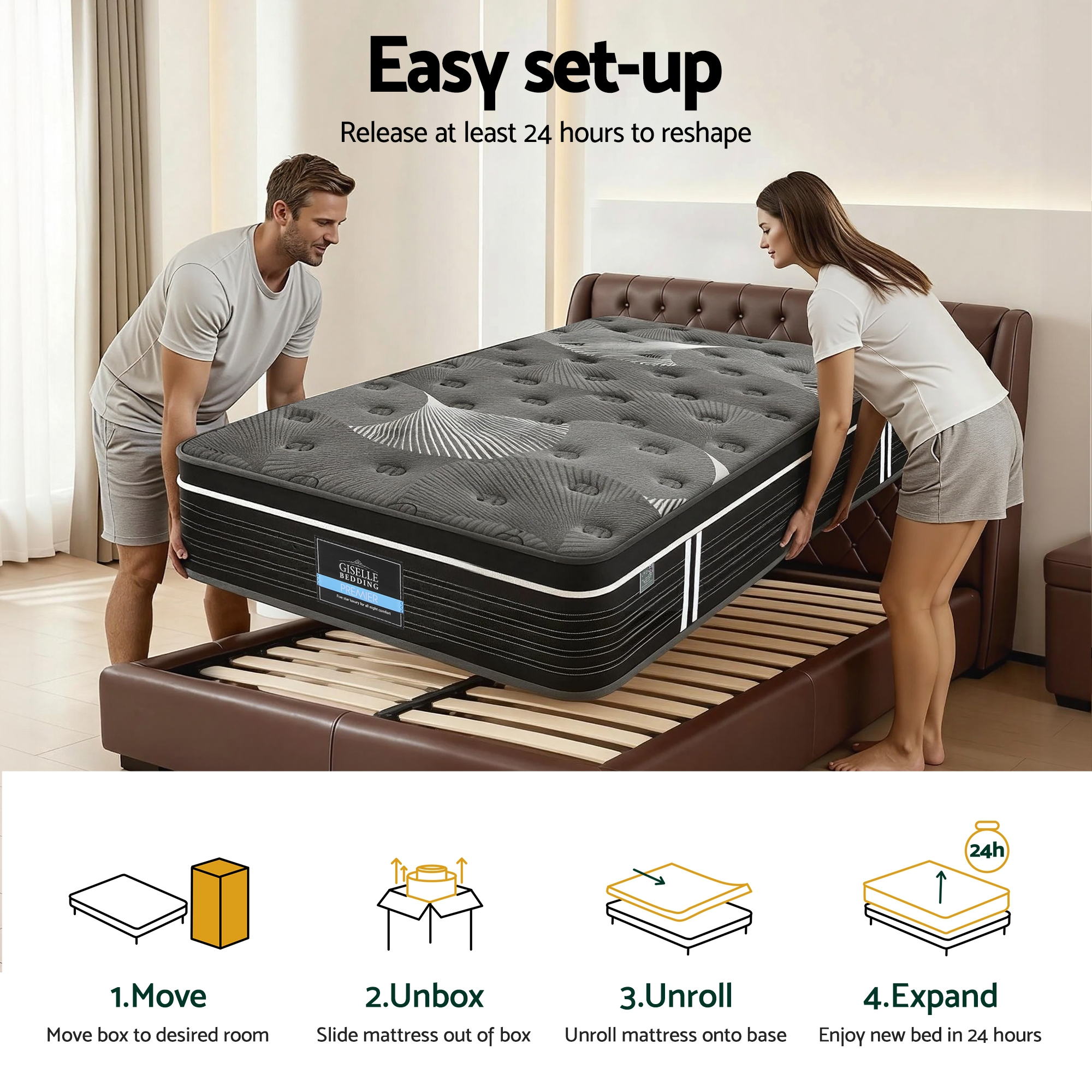 35cm Mattress Graphene Memory Foam Medium Firm Euro Top Mattresses King Single - Furniture > Mattresses > King Single Mattress - Rivercity House & Home Co. (ABN 18 642 972 209) - Affordable Modern Furniture Australia
