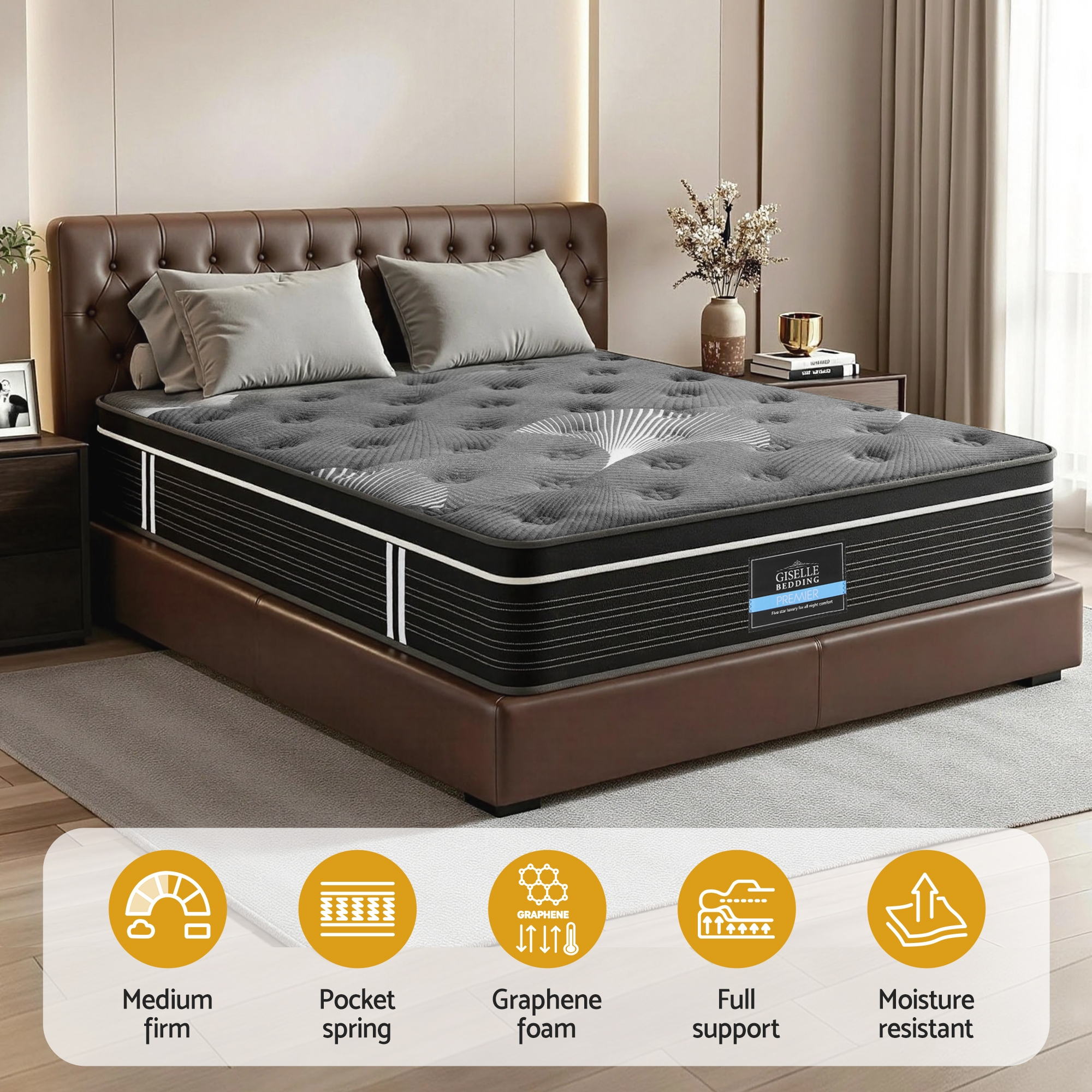 35cm Mattress Graphene Memory Foam Medium Firm Euro Top Mattresses Queen - Furniture > Mattresses > Queen Mattress - Rivercity House & Home Co. (ABN 18 642 972 209) - Affordable Modern Furniture Australia