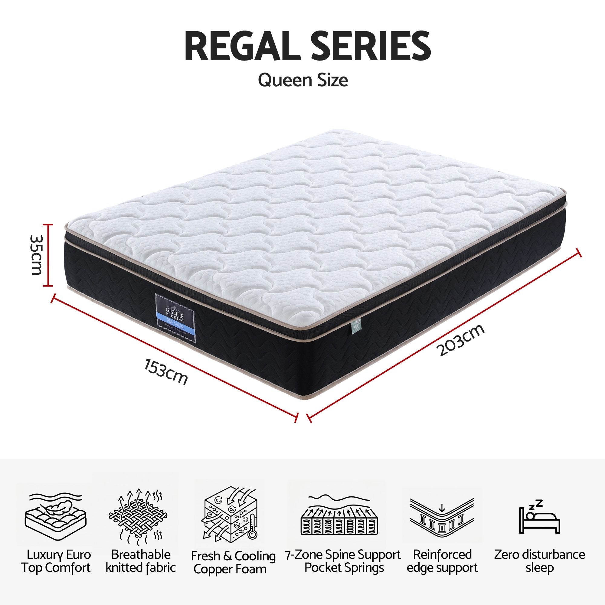 35cm Queen Firm Mattress with Copper Memory Foam and Edge Support - Furniture > Mattresses > Queen Mattress - Rivercity House & Home Co. (ABN 18 642 972 209) - Affordable Modern Furniture Australia
