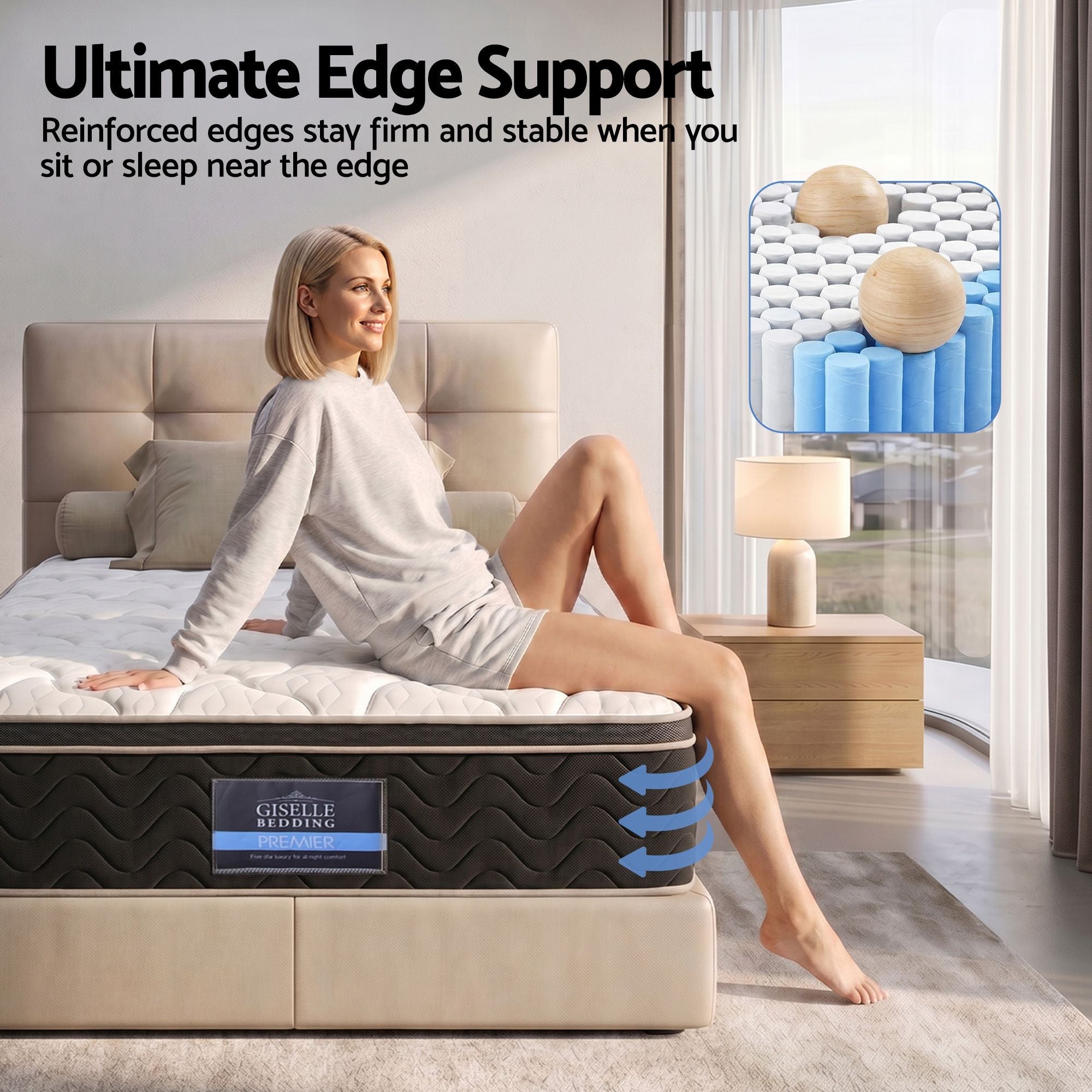 35cm Single Firm Mattress with Copper Memory Foam and Edge Support - Black & White - Furniture > Mattresses > Single Mattress - Rivercity House & Home Co. (ABN 18 642 972 209) - Affordable Modern Furniture Australia